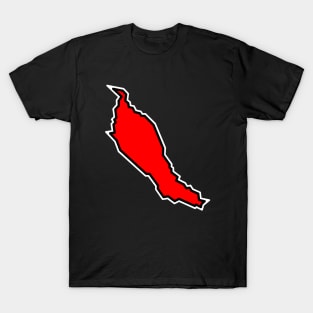 Denman Island in a Red Hot Crimson Silhouette - Simple and Classic - Denman Island T-Shirt